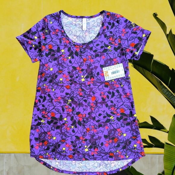 LLR Classic T XS Purple Dark Floral NWT - Picture 1 of 7